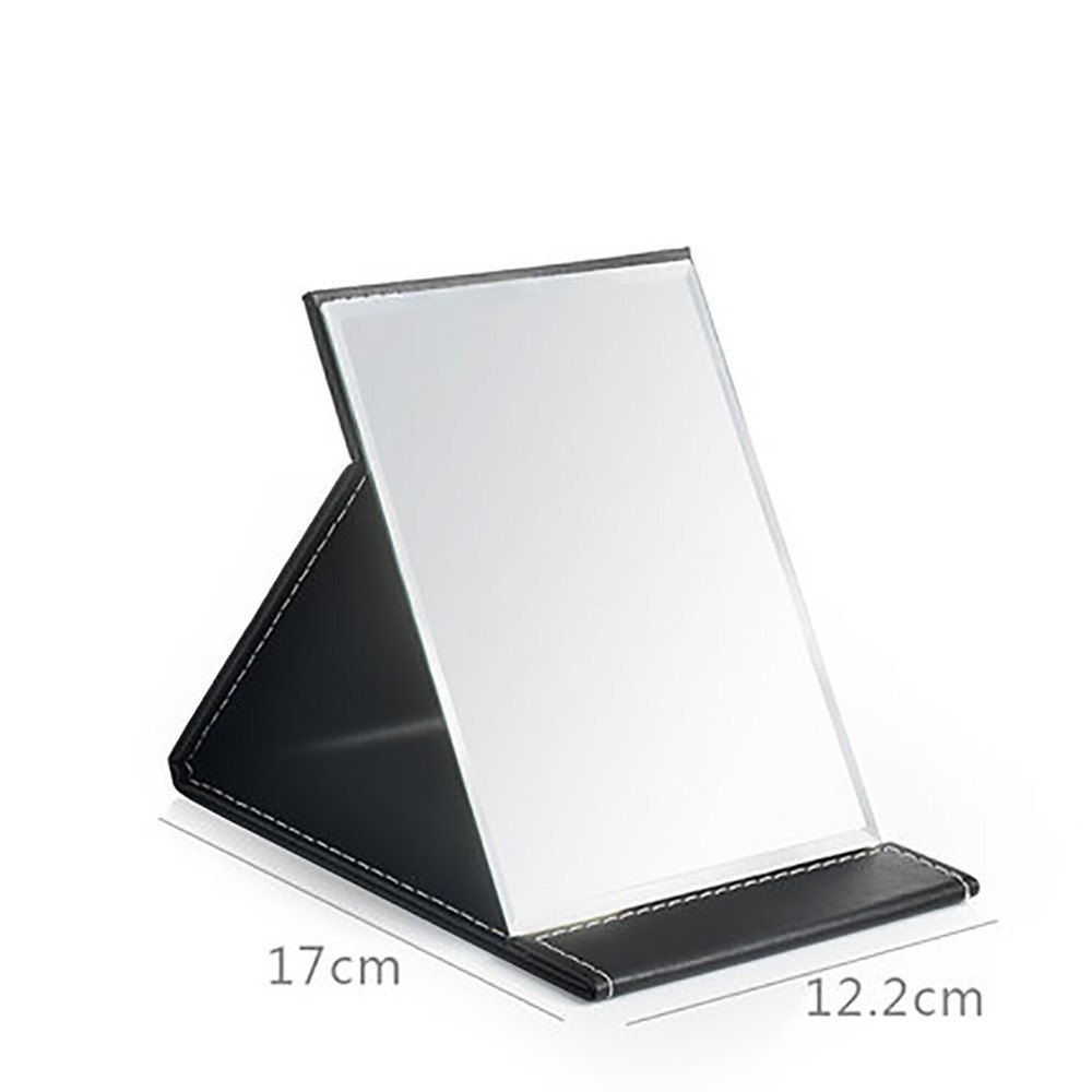 Protable PU Leather Mirror Folding Desktop Makeup Mirror with Adjustable Stan...