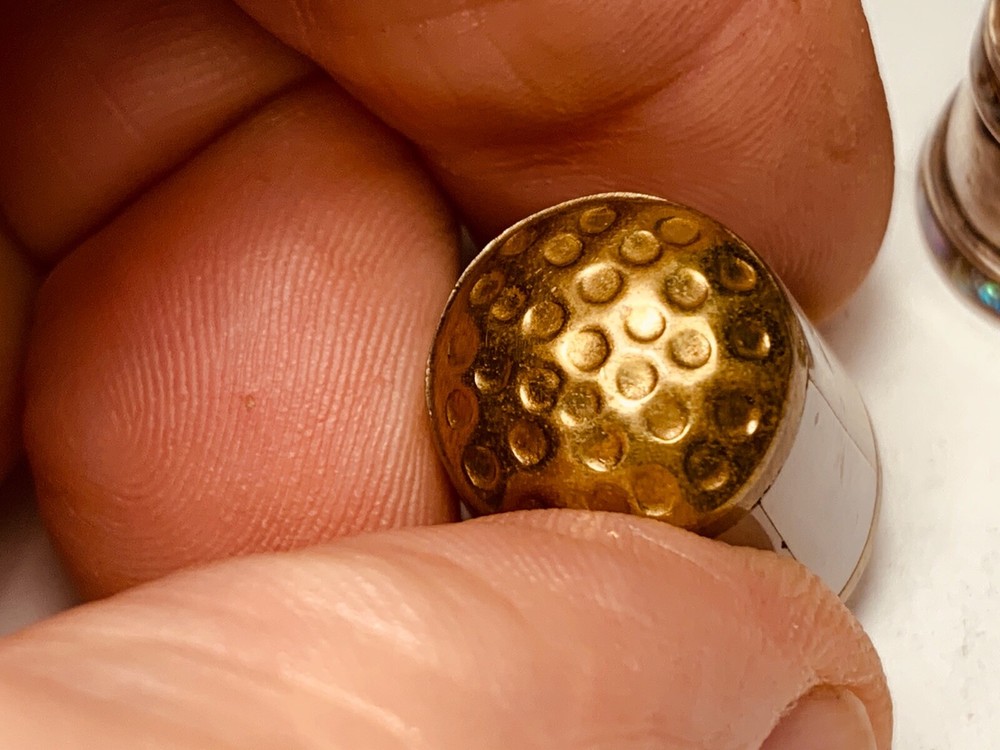 2 Vintage Mexican Silver and Abalone Thimbles
