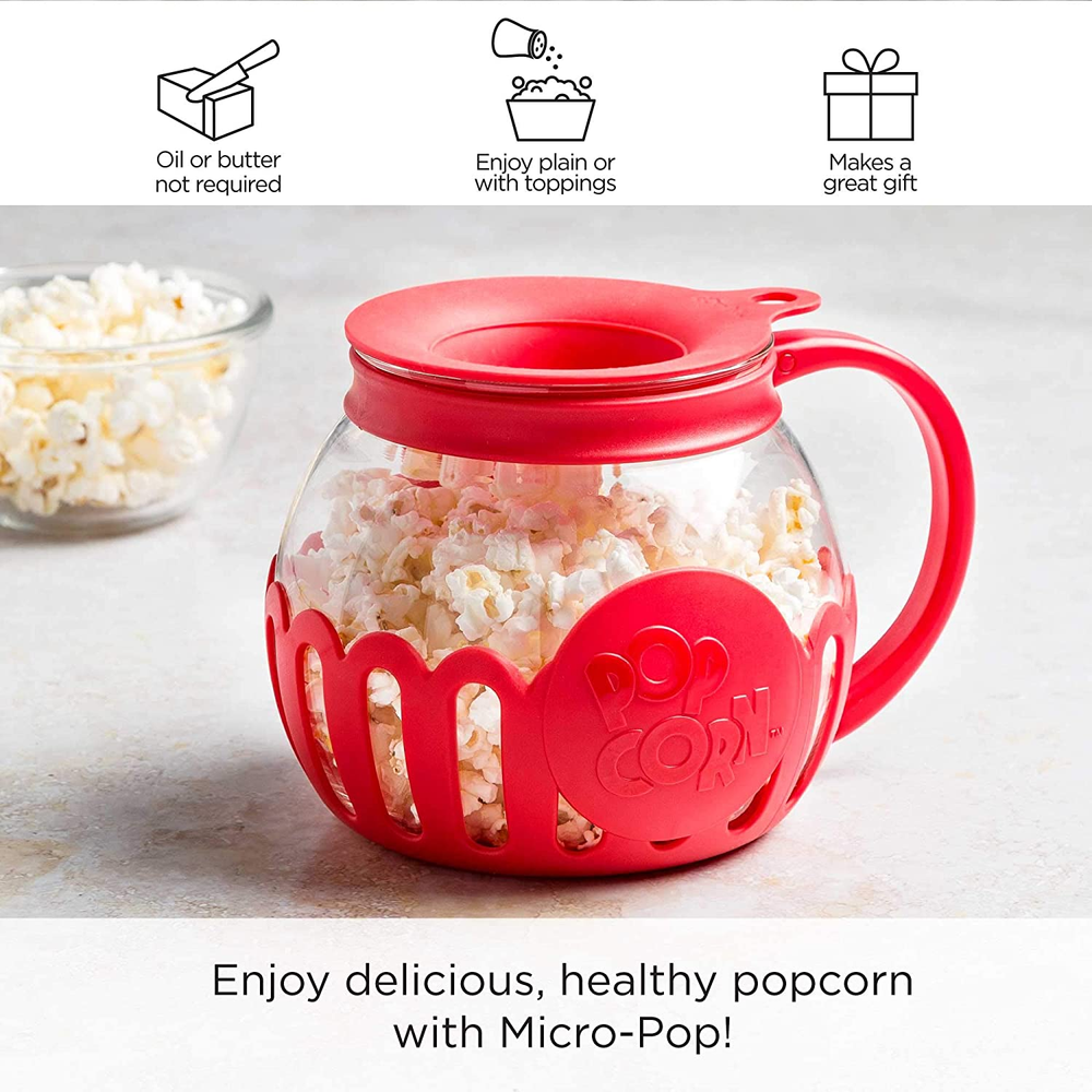 Ecolution Original Microwave Micro-Pop Popcorn Popper, Borosilicate Glass 1.5