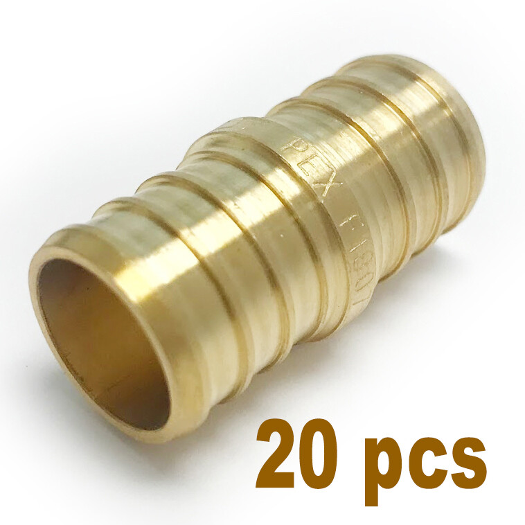 20 PCS 3/4" x3/4" Pex Crimp Coupling Fittings LEAD FREE BRASS