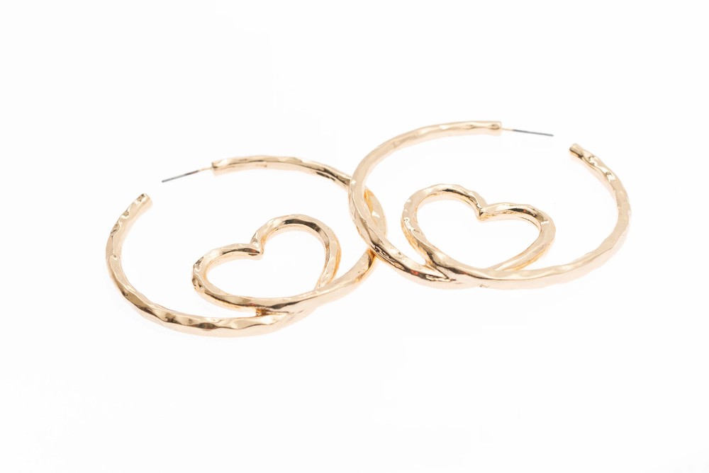 Matted Heart Post Earring