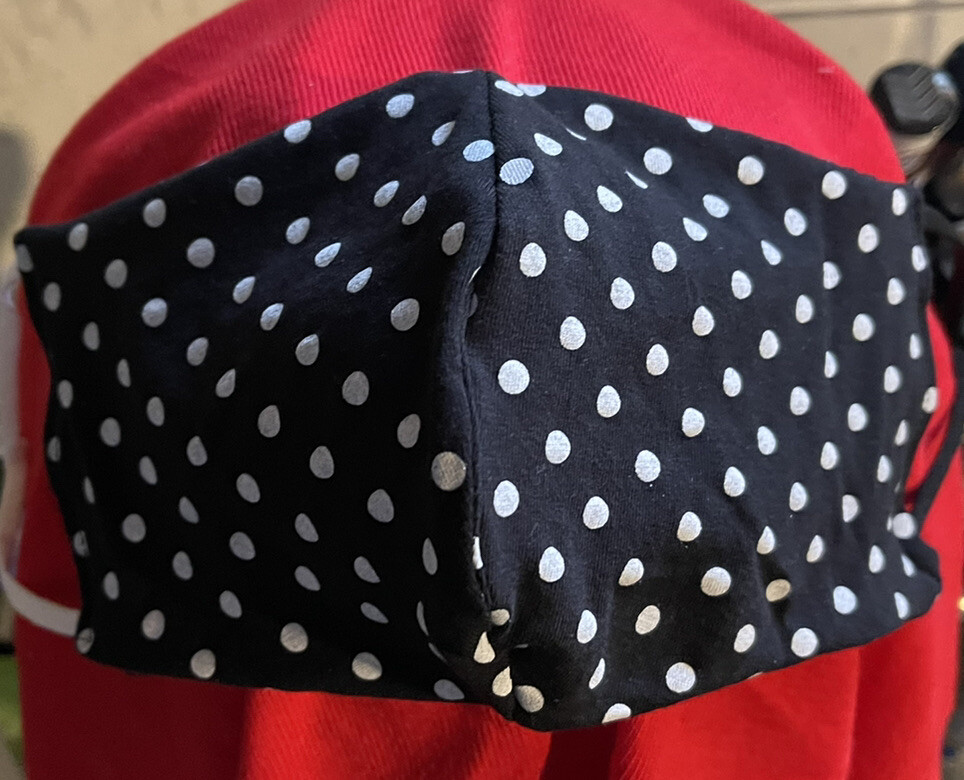 "Polka dot Bikini Panty" front REVERSIBLE Poly blend Face mask (handmade)