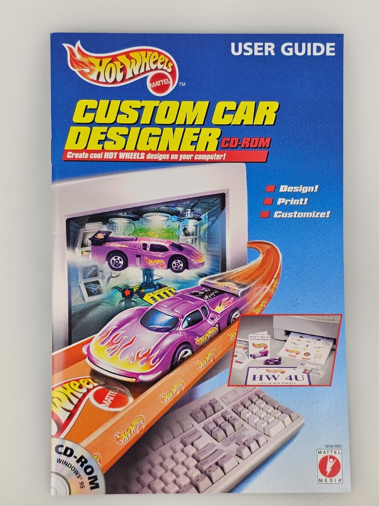 Hot Wheels Custom Car Label Designer CD Software User Guide Sticker Sheets 1997