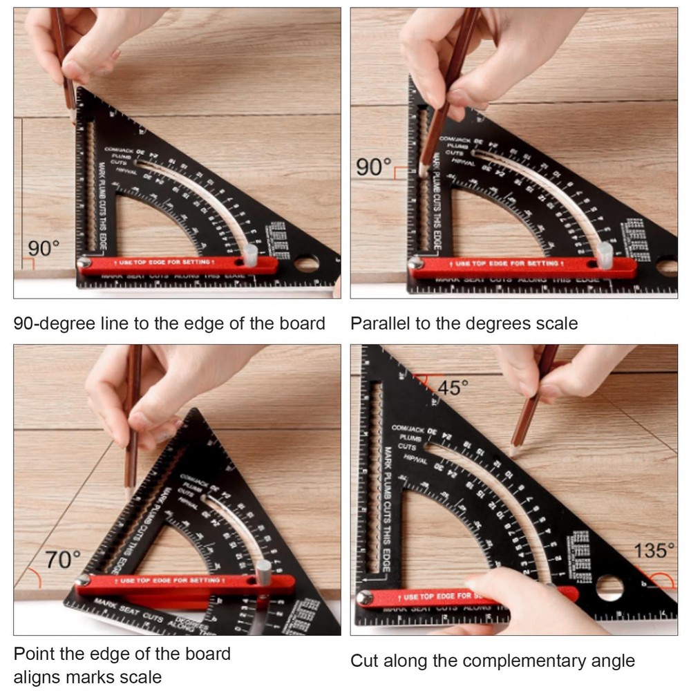 7 Inch Positioning Adjustable Angle Triangle Ruler with Adjustable Rod Metal
