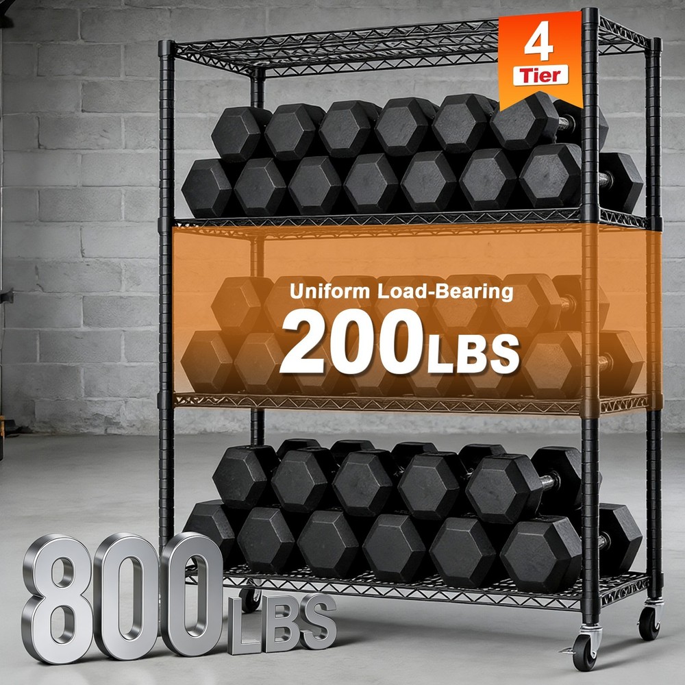 Space-Saving Storage Rack Metal Shelving Unit Wire Organizer Adjustable Height