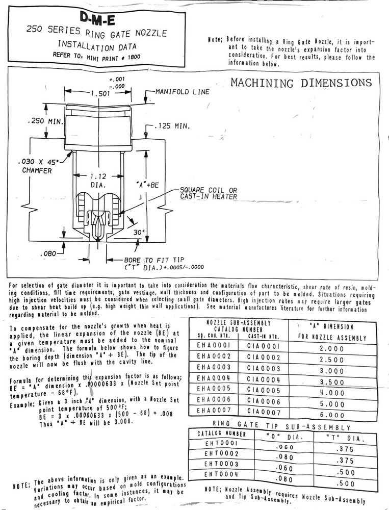 DME EHT0003 250 Series Standard Ring Gate Nozzle