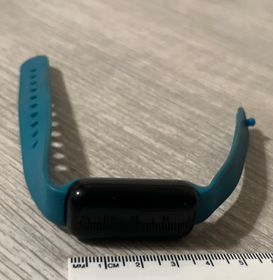 Digital Watch Rectangular Face Blue Buckle Band Modern Style UNTESTED. See Pics!