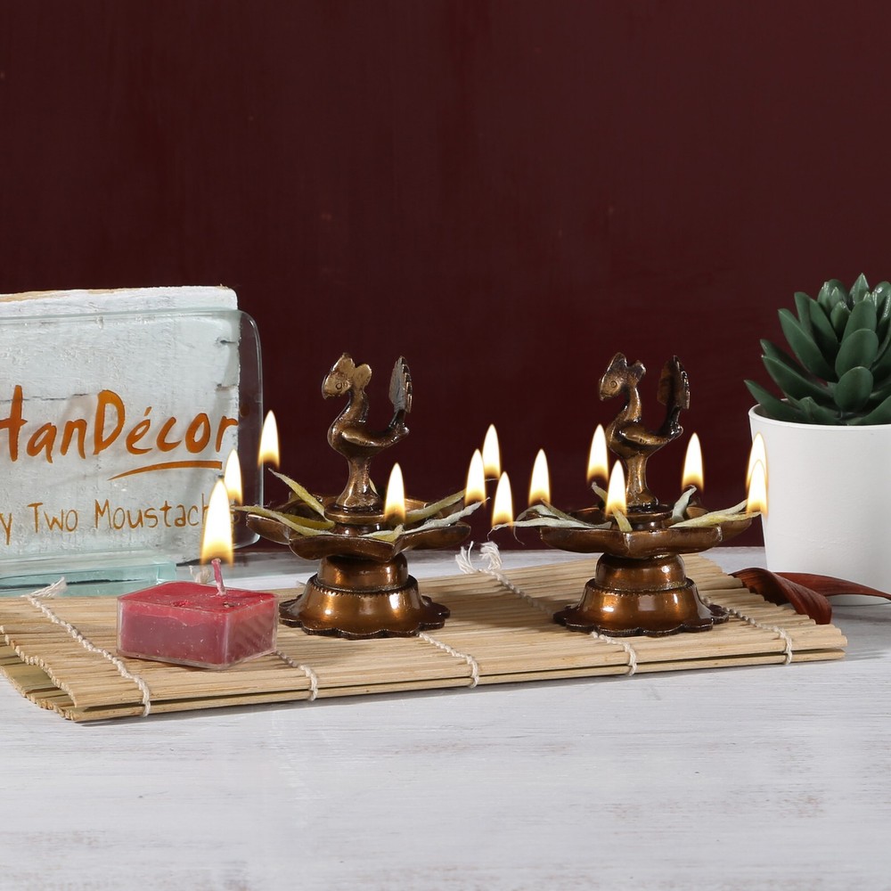 Brass Traditional Indian Deepak Pair Diya Set