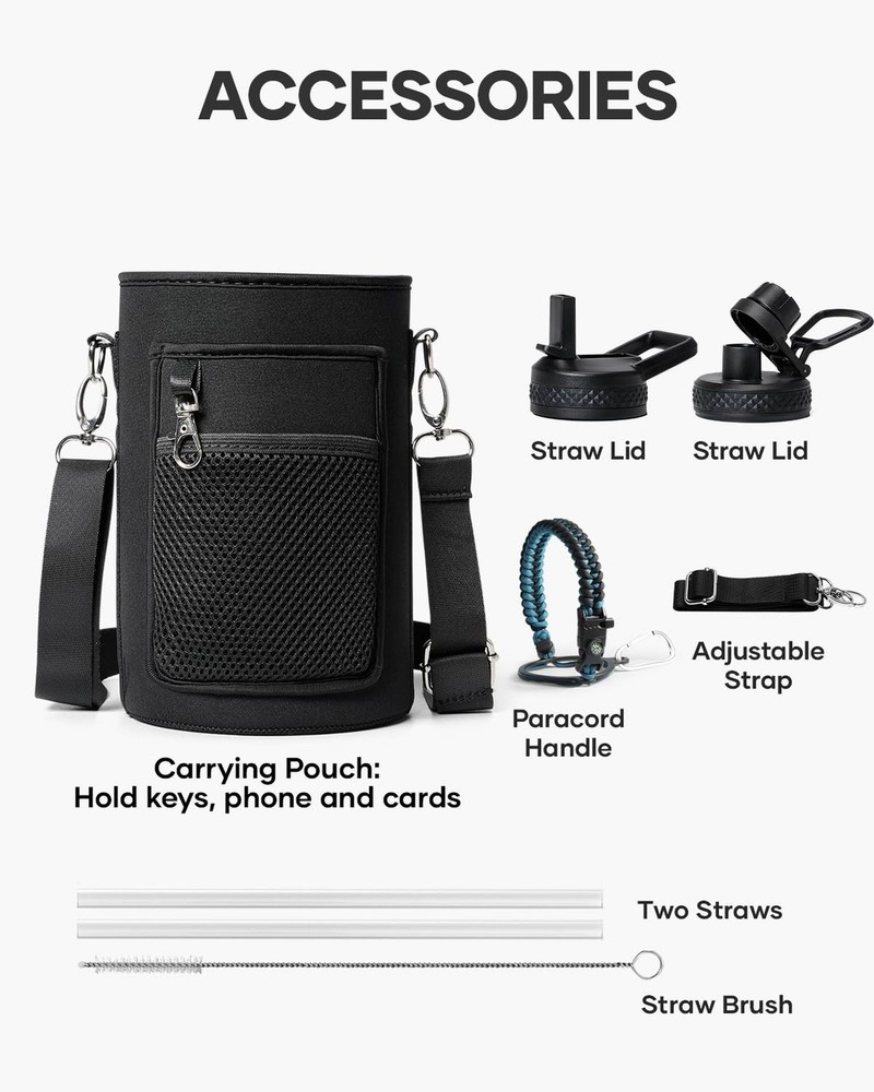 One Gallon Water Bottle,128oz Insulated Flask Stainless Steel Vacuum, Cold fo...