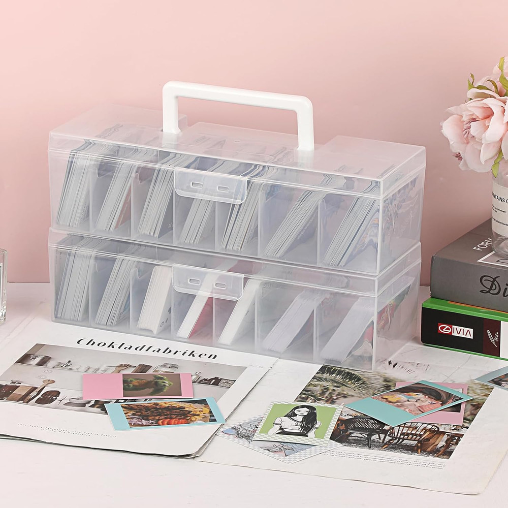 2 Plastic Trading Card Storage Boxes Clear Plastic Card Storage Cases with Divid