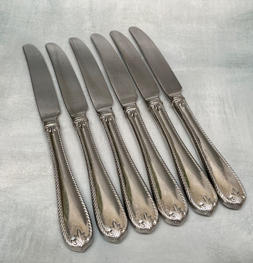 6 Lenox Tudor Bead Augusta Dinner Knives Set 9 1/4”