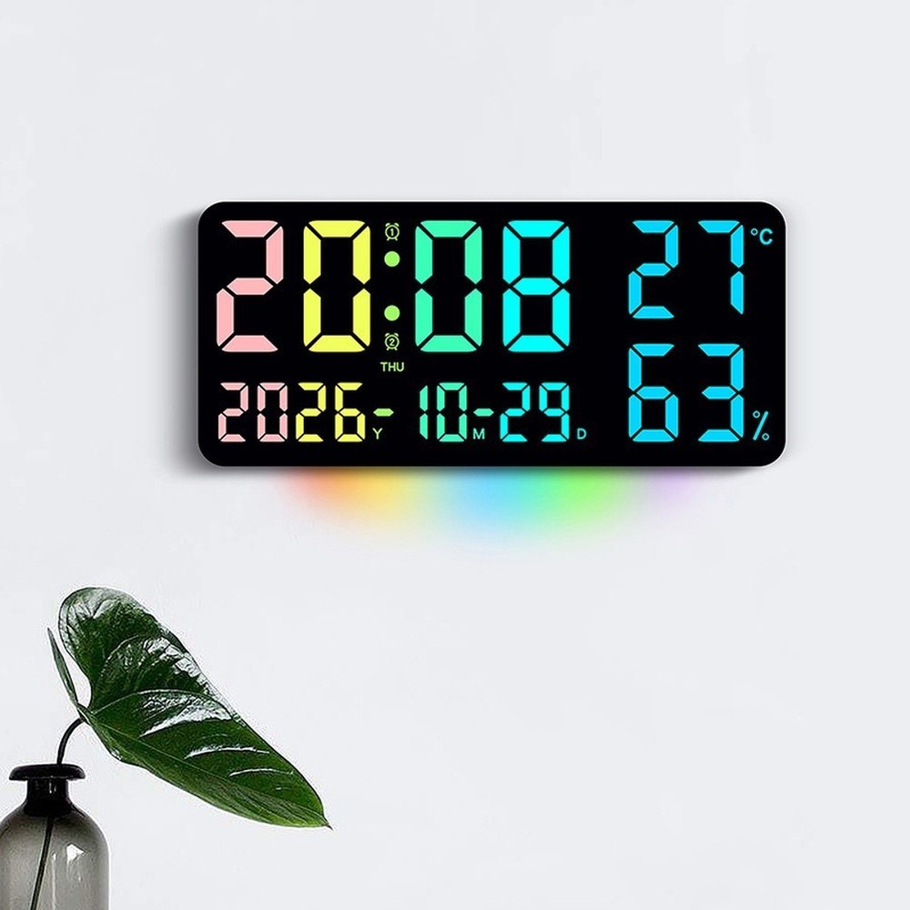Digital Desk Clock LED Wall Clock Temperature Display Humidity Display