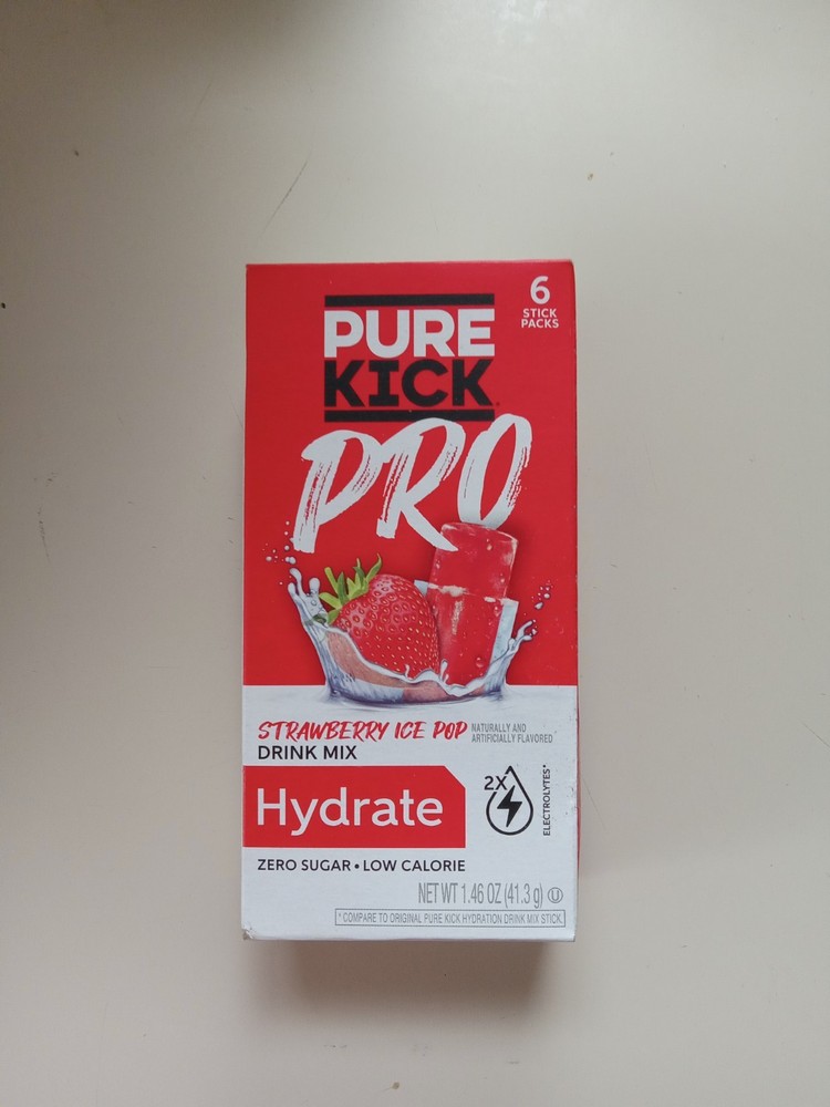 PURE KICK PRO Hydration Electrolyte Drink Mix, Strawberry Ice Pop, Includes 1 Bo