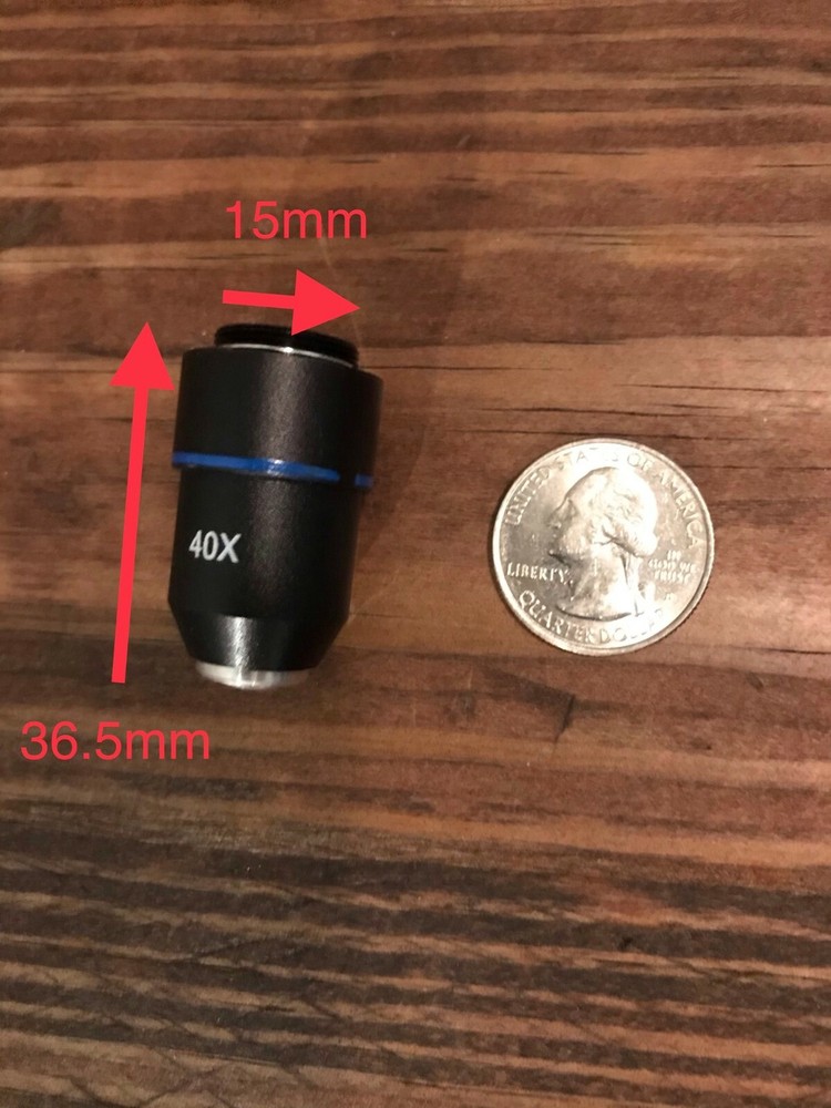 Ken-A-Vision Small 40X Achromatic Microscope Objective Lens (BLK) 15mm (2 Pack)