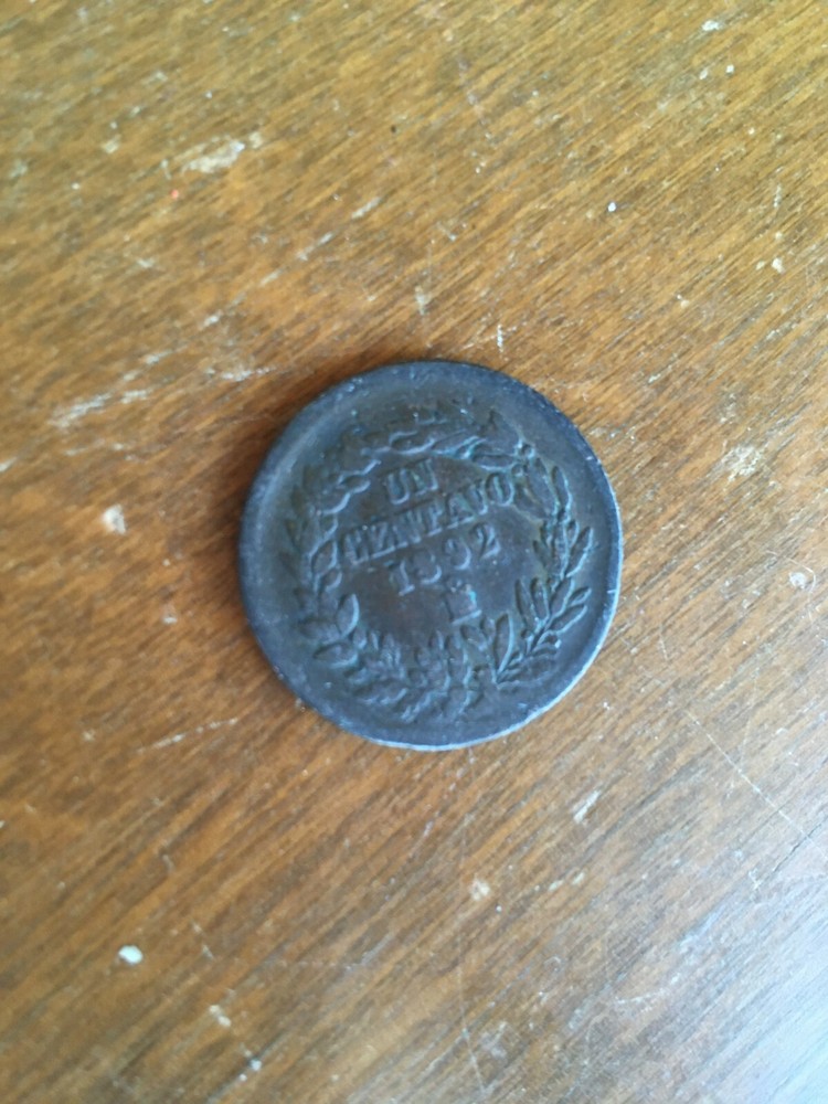 1892 Mexico un centavo moneda coin