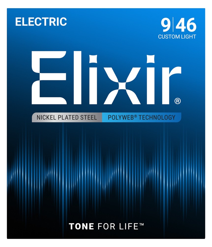 Elixir 12025 Polyweb Coating NPS Electric Guitar Strings, Custom Light (9-46)