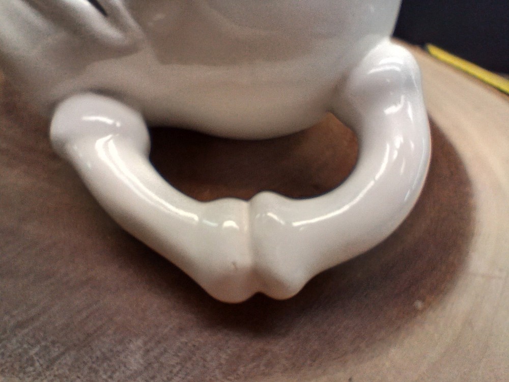 Skeleton Skull Mug by Applause Halloween Decor White Bone Handle "READ"