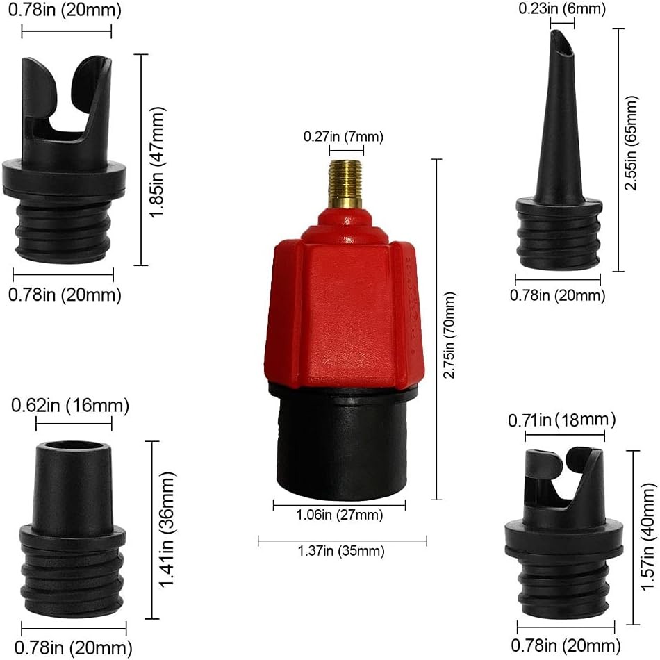 Paddle Board Pump Adapter, Compressor Air Valve Converter, Red