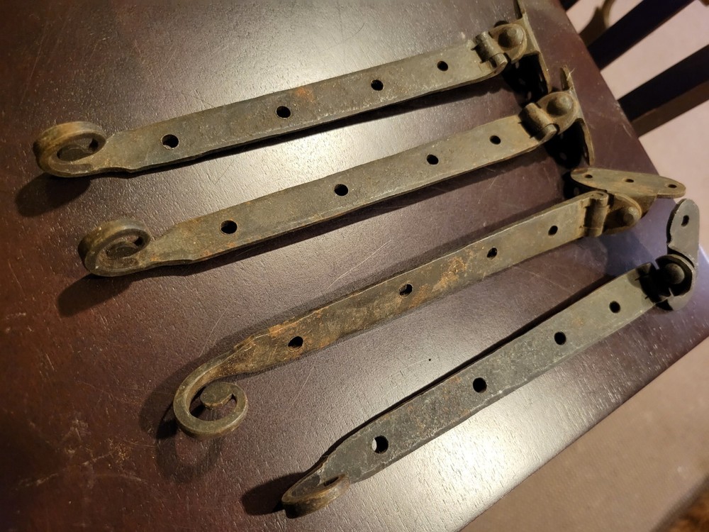 Antique Wrought Hinges with End Curl - FOUR!