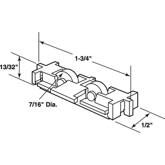 Sliding Window Roller Assembly Nylon 7/16" Flat Wheel 1/2" Housing (2-Pack)