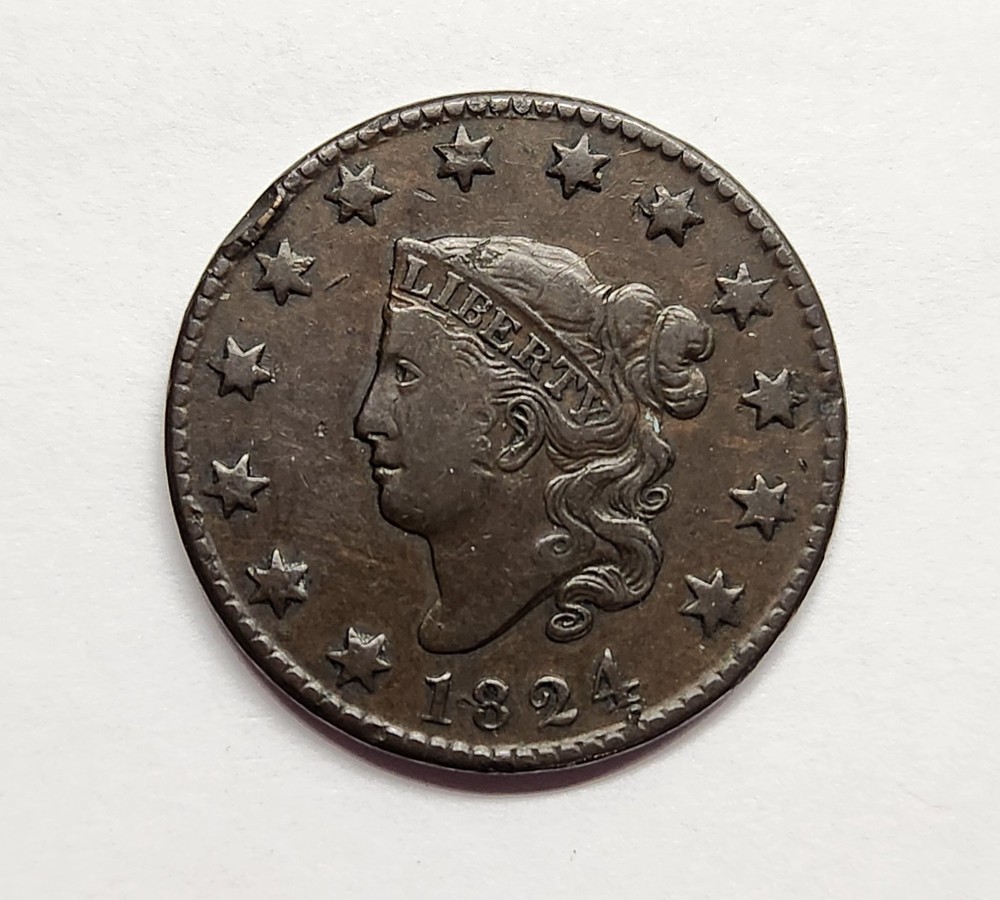 1824 Large Cent – Very Choice Medium Brown (Virtually XF)
