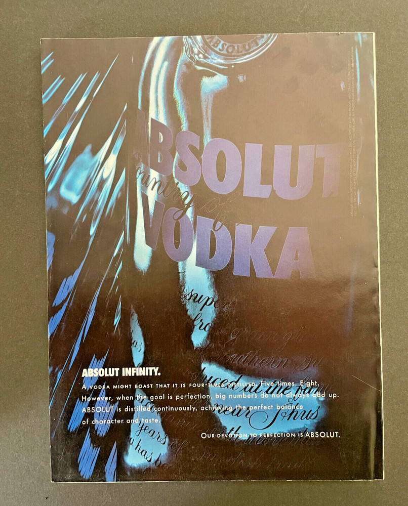 Absolut Vodka Print Ad Absolut Infinity 8 x 11