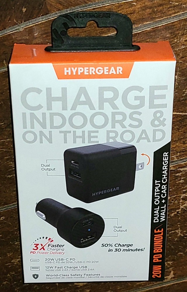 Hypergear 20W PD Bundle: Dual Output Wall & Car Charger