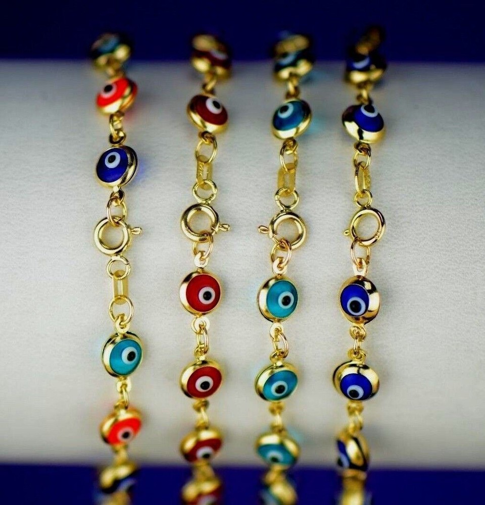 14k Yellow Gold Evil Eye Bracelet