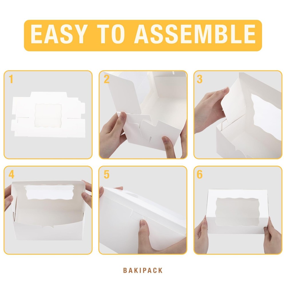 25 Roll Cake Boxes White Bakery Boxes with Window 5x5x3.5 inches Cookies Boxe...