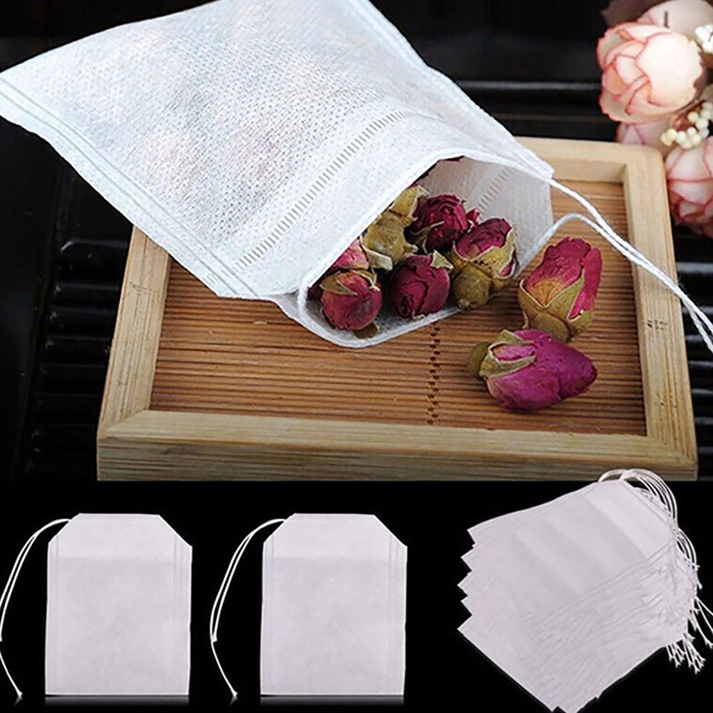 100/500/1000 Durable Reusable White Non-Woven Empty Drawstring Tea Filter Bags