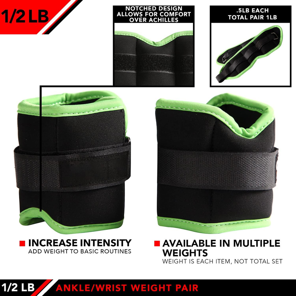Adjustable Ankle Weights - Ankle Weight Pair 10 Weight and Bundle Options - 0.5