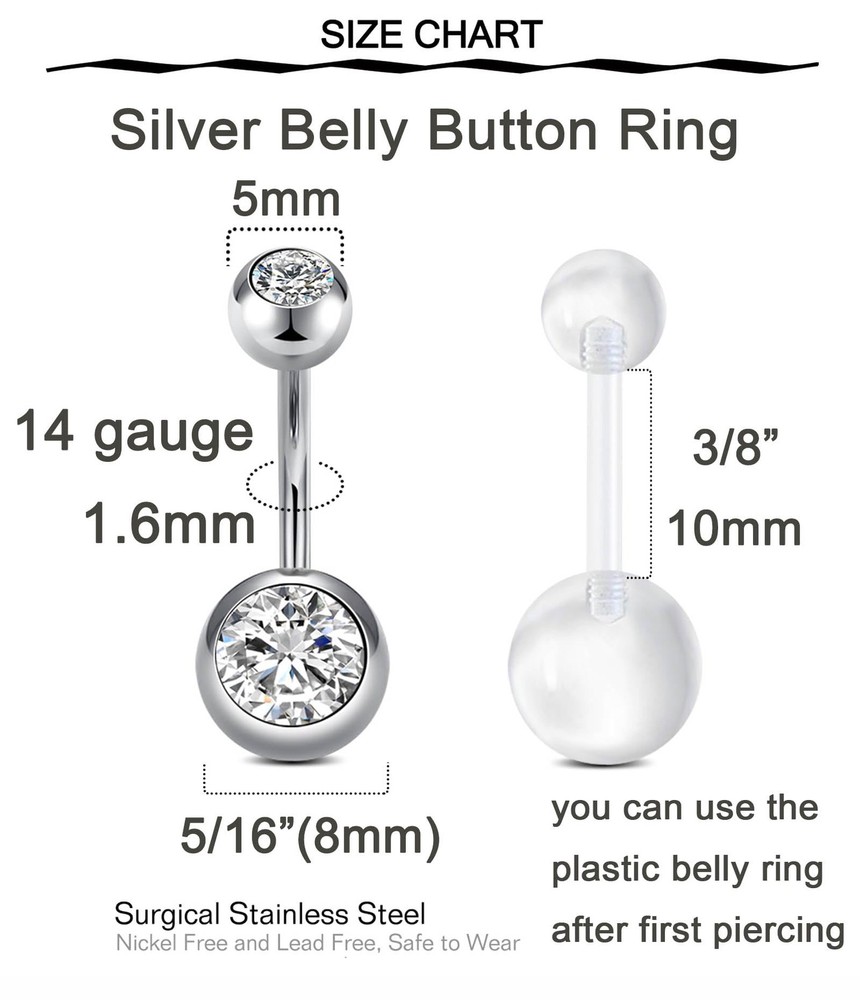 Belly Button Piercing Gun Kit - Silver Navel Piercing Gun
