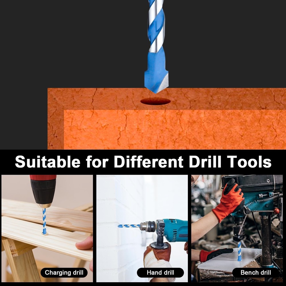 Concrete Drill Bit Set 7 Pcs, Masonry Drill Bit Set 5/32"-3/8", Shockproof He...