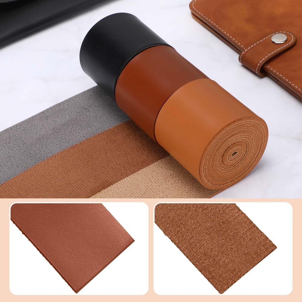 3 Rolls Leather Strap Leather Belt Strips Flat Leather Straps Single Sided Fa...