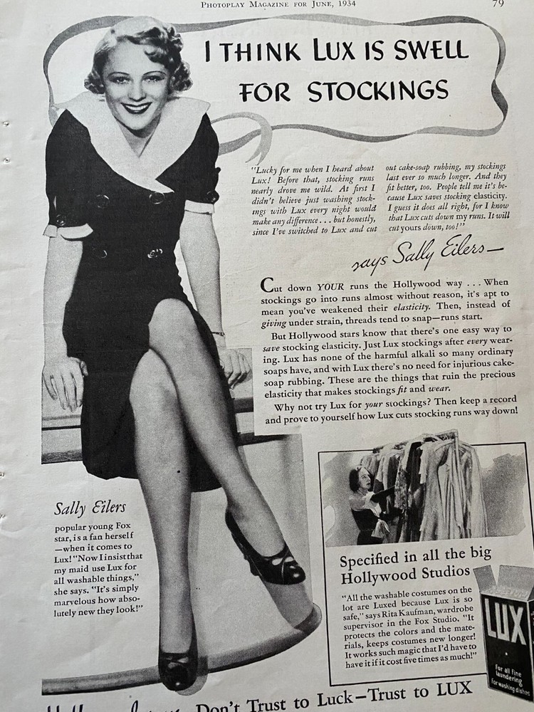 Sally Eilers, Lux Soap, Full Page Vintage Print Ad