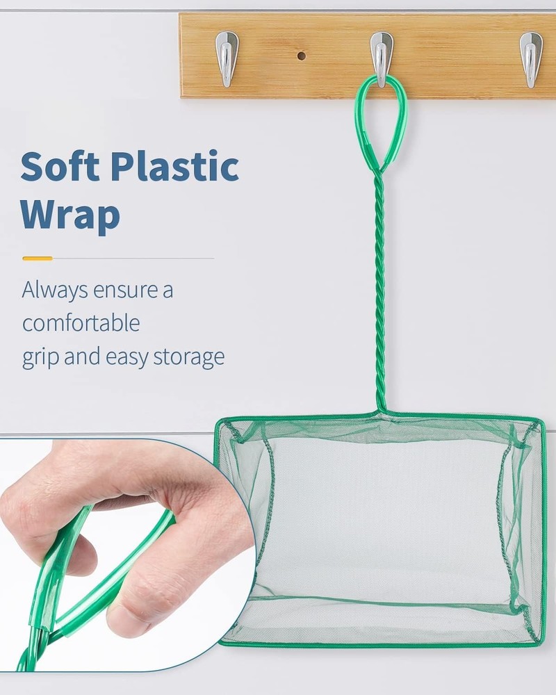 10 Inch Aquarium Fish Net - Soft Nylon Mesh & Rust Resistant Handle for Easy Use