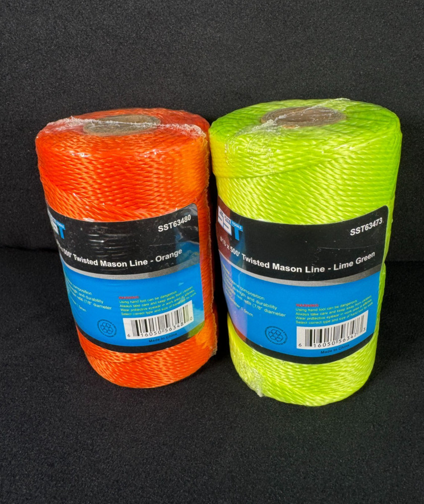 Twisted Mason Construction Line #18 x2 500' String Measuring Layout (Orng + Yel)