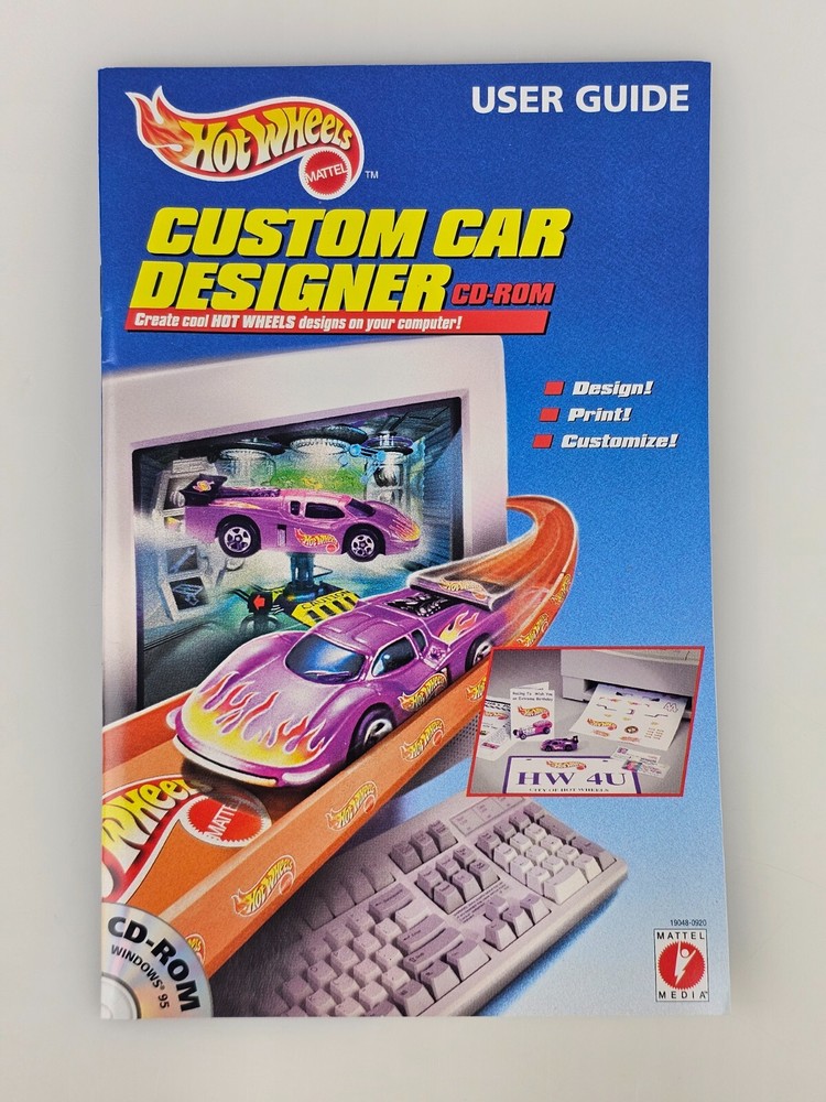 Hot Wheels Custom Car Label Designer CD Software User Guide Sticker Sheets 1997