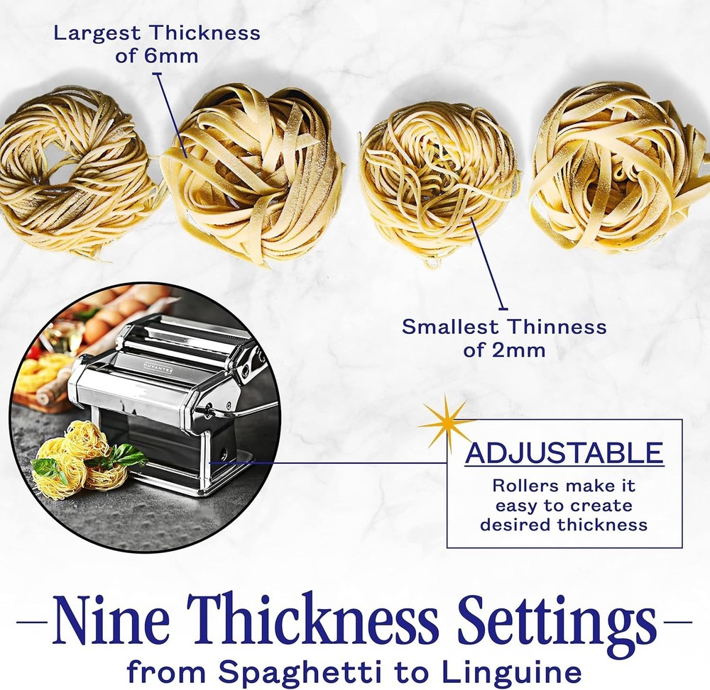 Stainless Steel Pasta Maker - 7 Thickness Settings