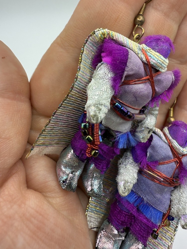 Vintage Unsigned Robot Warrior Handmade Earrings