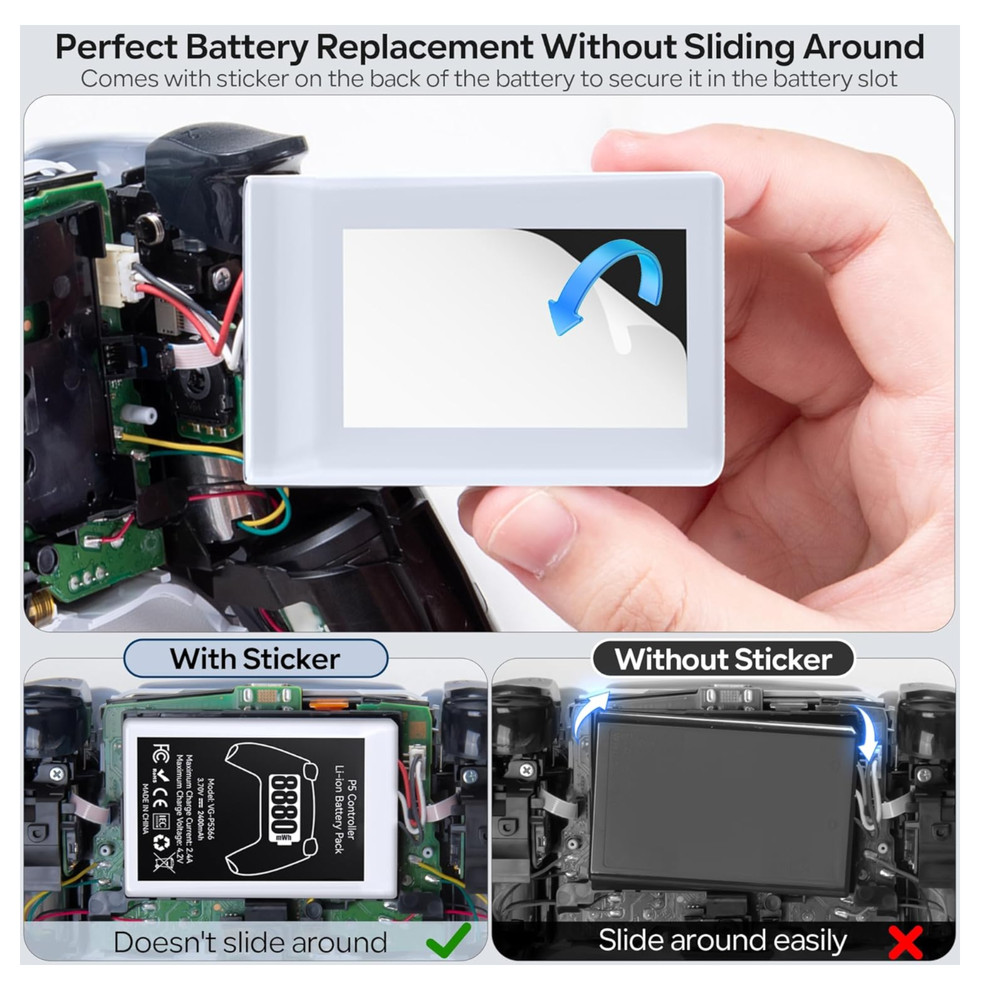 2 Pack PS5 Controller Battery Replacement 8880mWh High Capacity Rechargeable