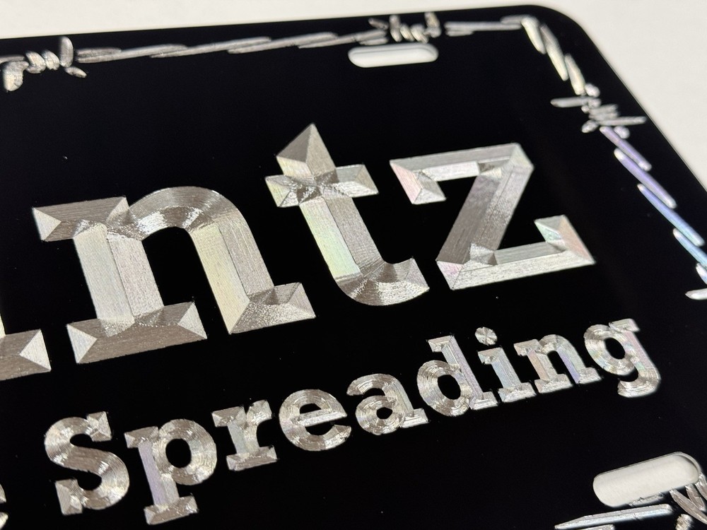 REFLECTIVE Custom Personalized Barbed Wire Car Tag Diamond Etched License Plate
