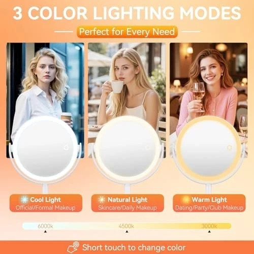 Makeup Mirror with Lights, Double Sided 30X/1X Magnifying Mirror with Light,