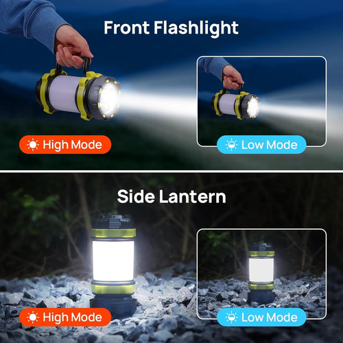 2 Pack LED Camping Lantern Flashlight Rechargeable, 2 2 Pack, Light Green