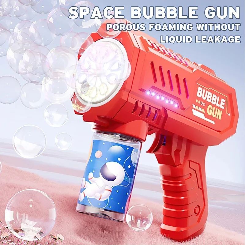 Automatic Bubble Gun Toy Rocket Blower with Bubble Liquid for Kids