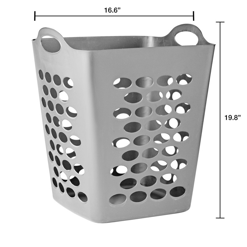 Square Laundry Hamper W/ Handles Lightweight Breathable Easy Carry Silver