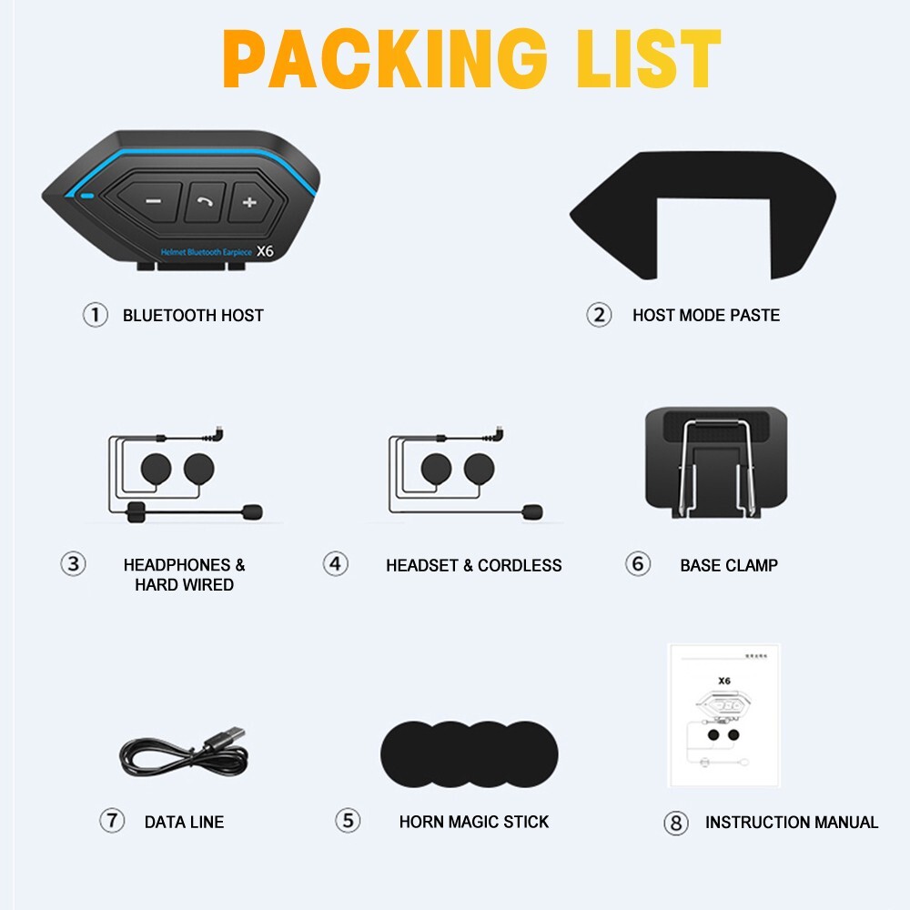 Motorcycle Helmet Intercom Speaker Bluetooth Headset & mic Waterproof Hands-Free