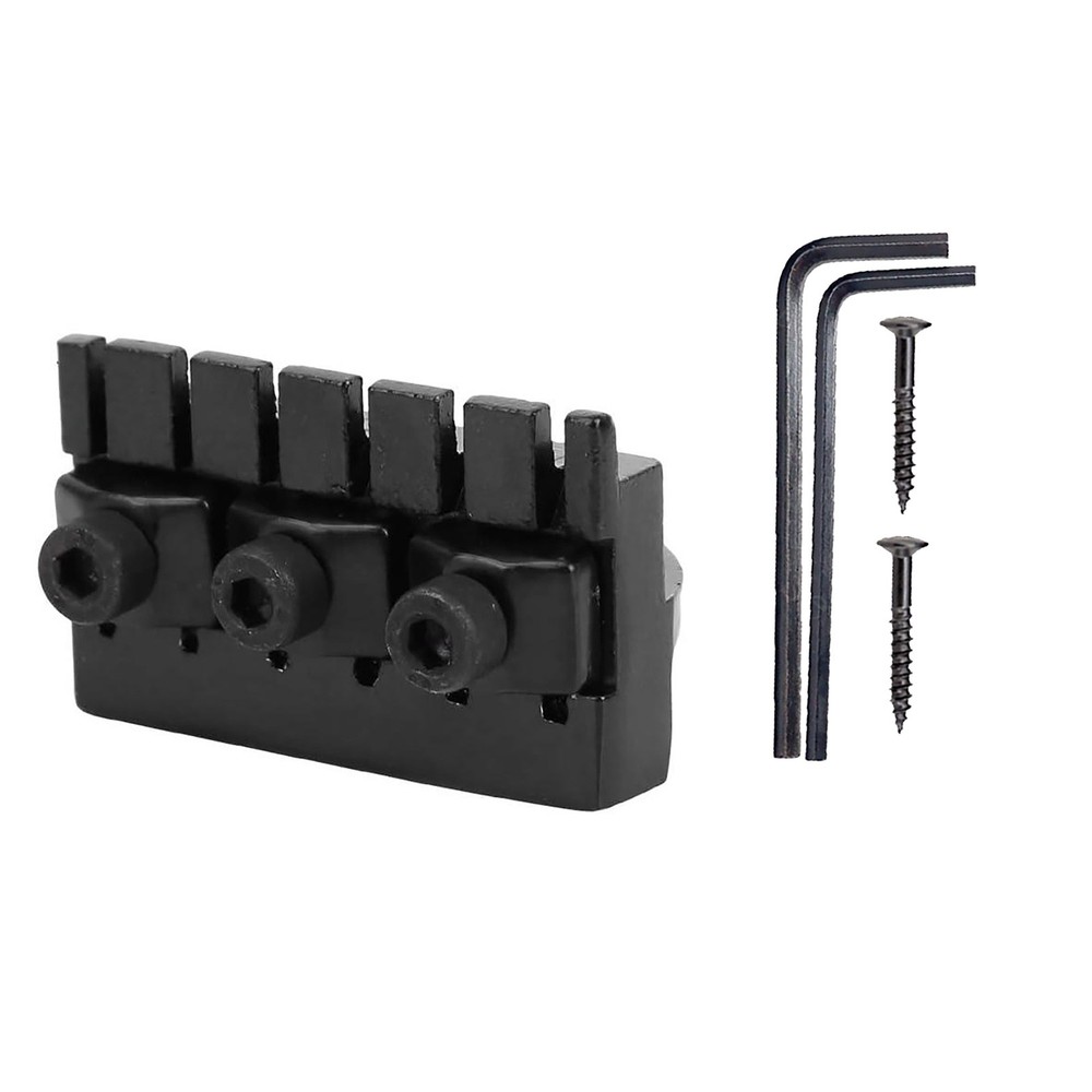 Black Zinc Alloy Locking Nut Replacement for Headless 6-String Guitar Models