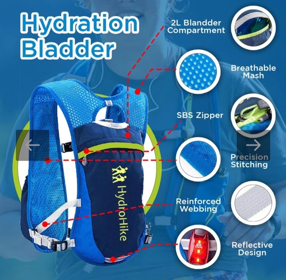 Hydration Pack Backpack, Lightweight Water Backpack with 1.5 L Leakproof Bladder