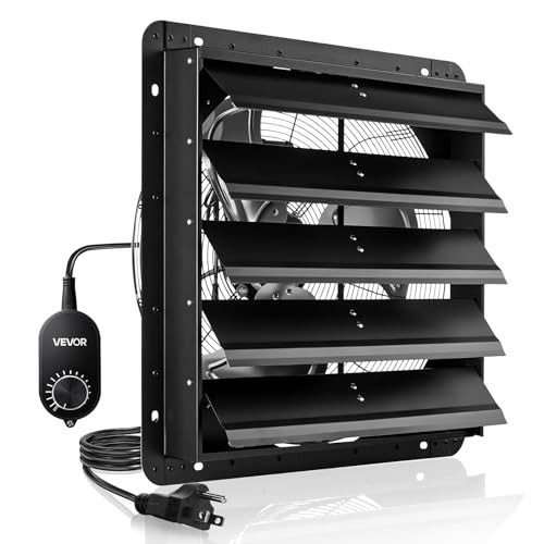 20" Wall Mounted Exhaust Fan with Variable Speed, 3000 CFM, Automatic Shutter, V